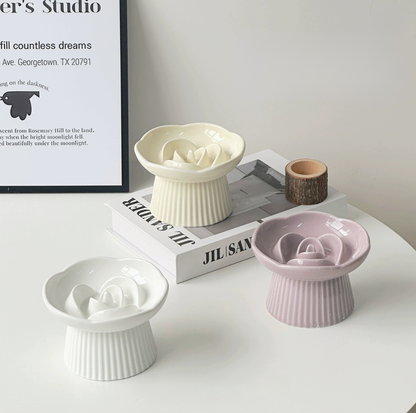 Rose-Styled Elevated Ceramic Pet Slow Feeder