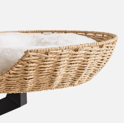 Desk-Mounted Rattan Cat Bed – Space-Saving Elevated Perch for Cats up to 10kg