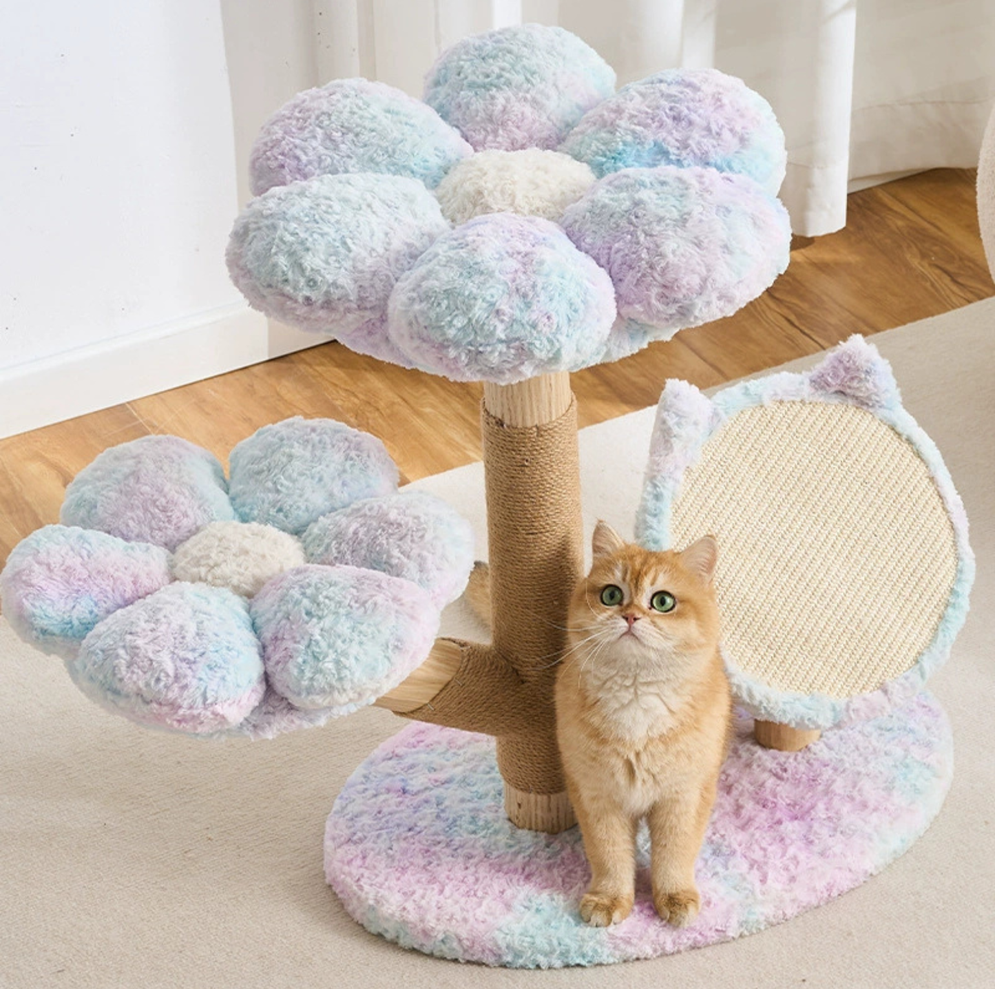 Four Seasons Natural Wood Flower Cat Tree