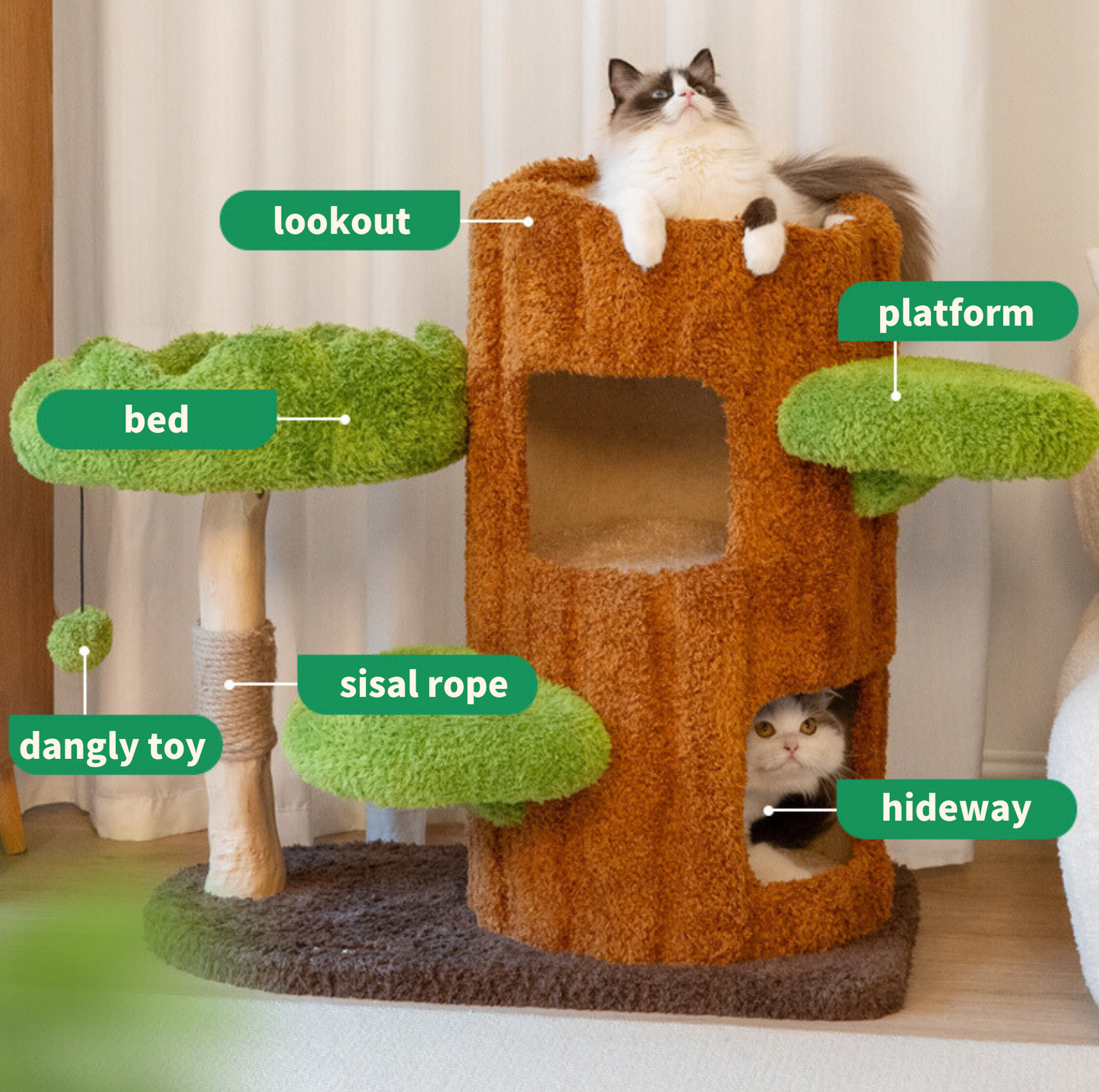 Cmisstree Tree Hollow Solid Wood Cat Tree