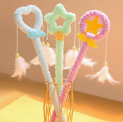 Magic Wand Plush Cat Teaser Toy with Feathers & Bells