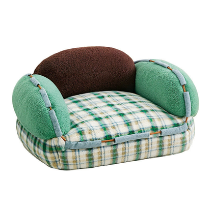 Cute Color-Blocked Plush Pet Sofa Bed