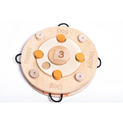 Interactive Wooden Dog Puzzle Toy – Birthday Cake Treat Game