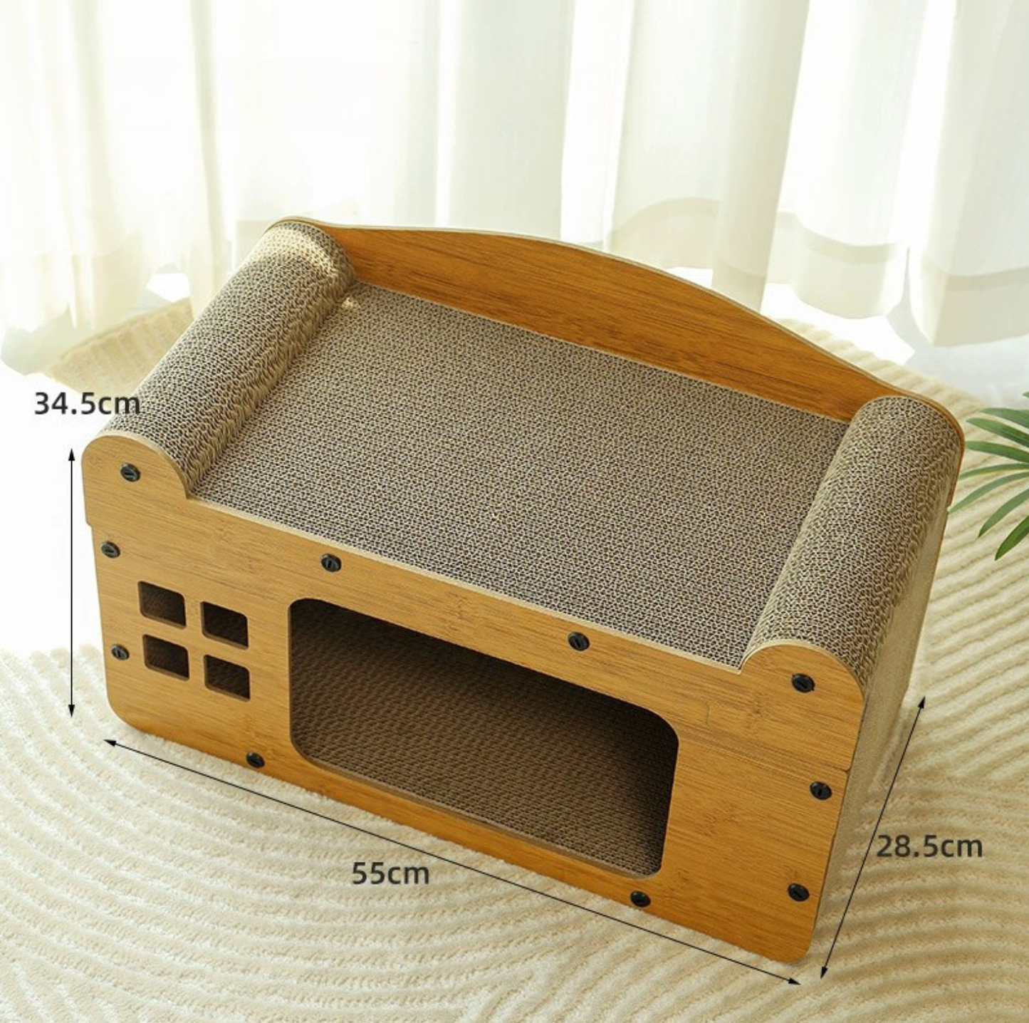 Split Double-Level Corrugated Cardboard Cat Scratcher House