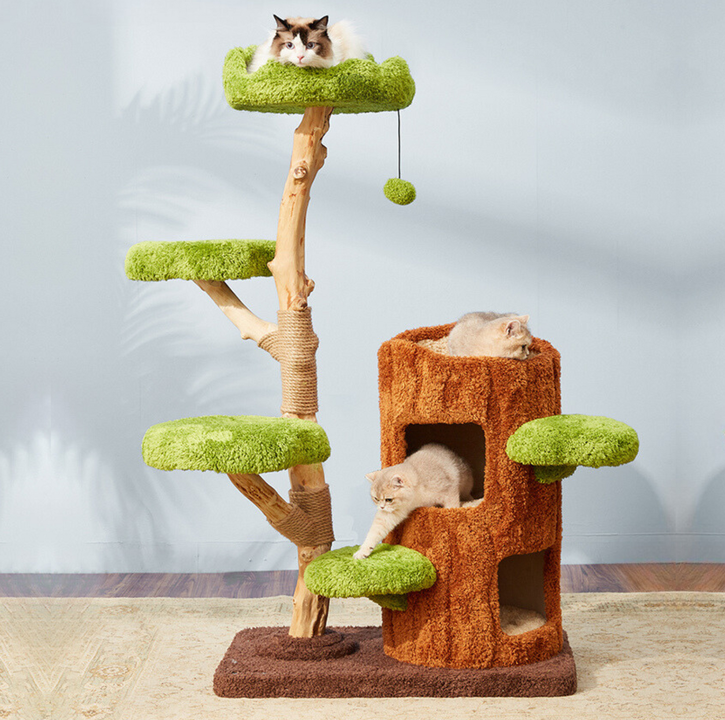 Cmisstree Tree Hollow Solid Wood 5-Tired Large Cat Tree