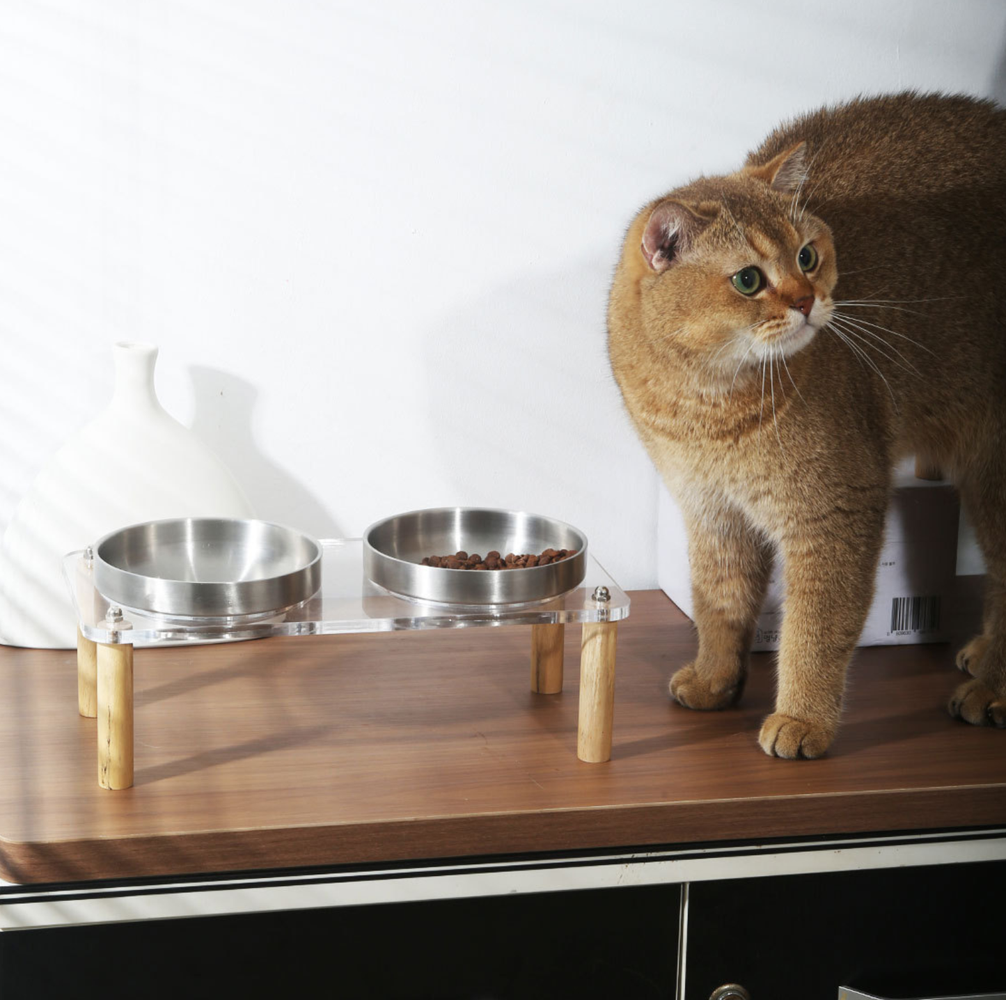 304 Stainless Steel Pet Food Bowl With Acrylic Stand