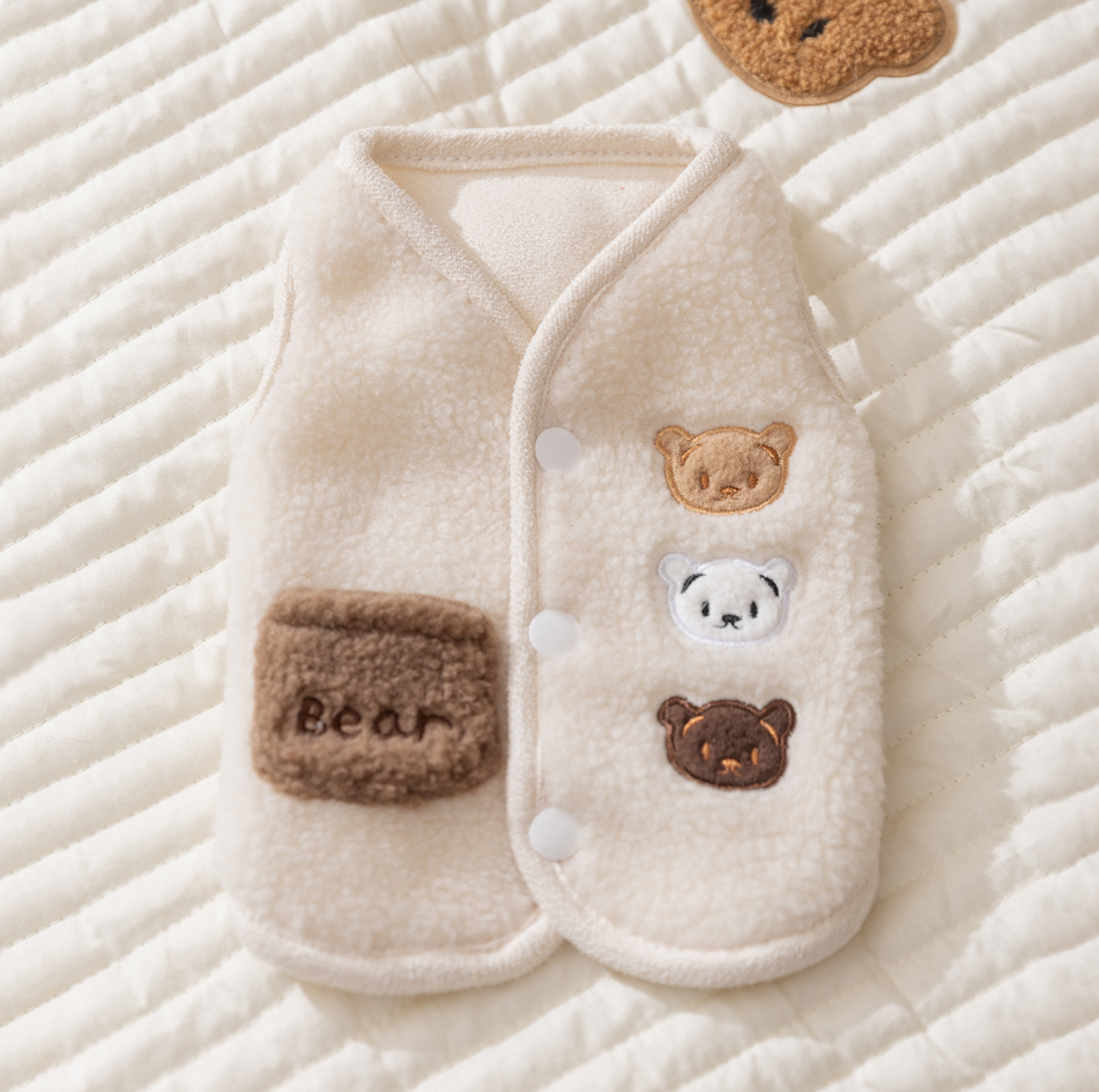Bear Embroidered Teddy Fleece Pet Vest for Cats & Small Dogs