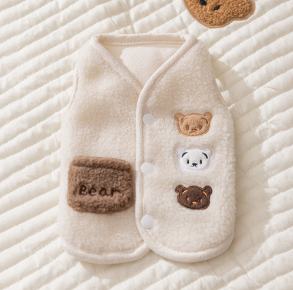 Bear Embroidered Teddy Fleece Pet Vest for Cats & Small Dogs