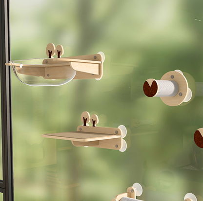 Elk-Themed Wall & Window Cat Playground Set (Screws & Suction Cups Included)