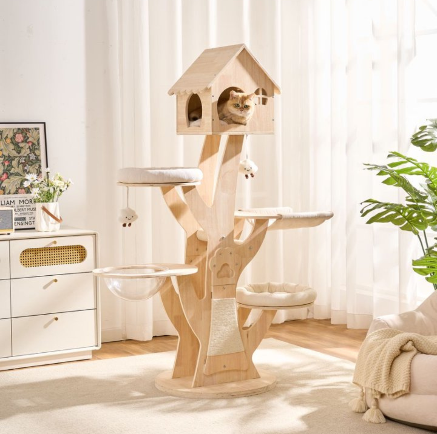 Treehouse Solid Wood Cat Villa Tower – 165 cm