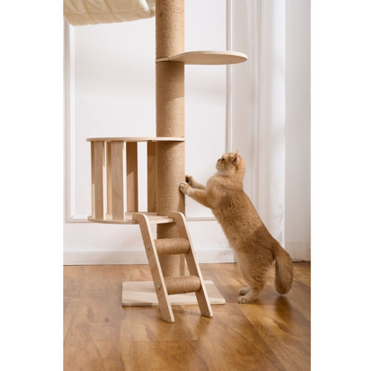 Height Adjustable Wooden Floor-to-Ceiling Cat Tower