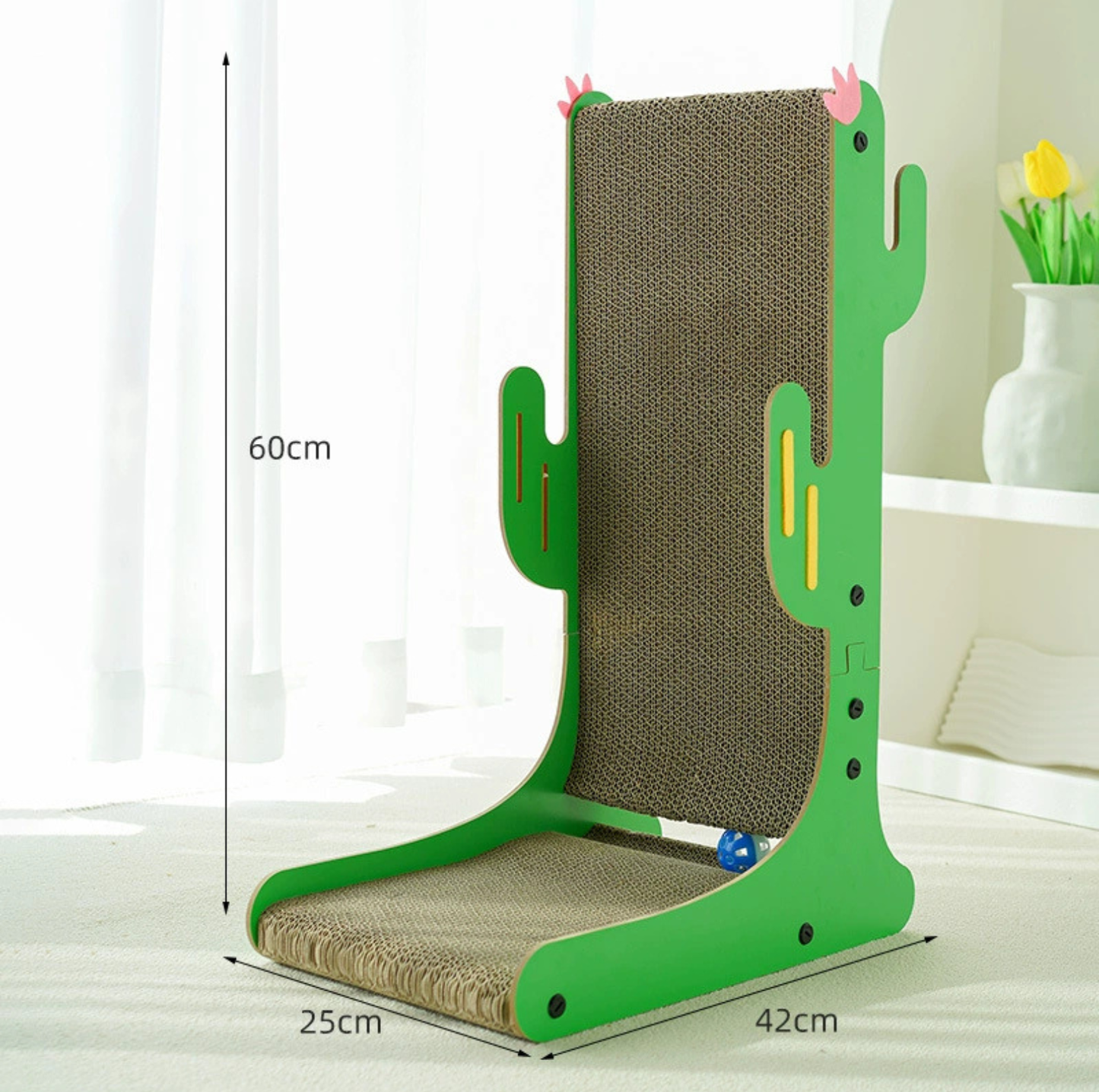 Cactus Multi-Surface Cat Scratching Board with Bell Ball