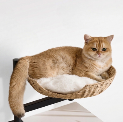 Desk-Mounted Rattan Cat Bed – Space-Saving Elevated Perch for Cats up to 10kg