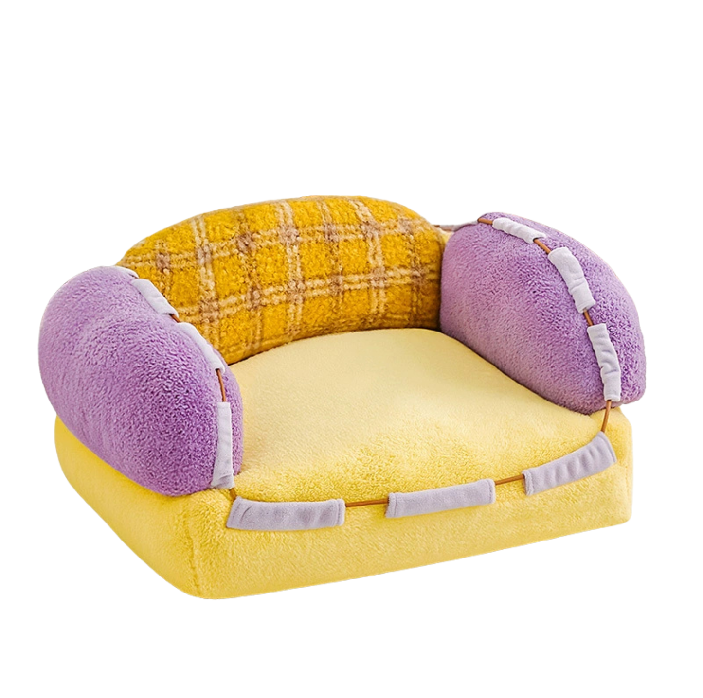 Cute Color-Blocked Plush Pet Sofa Bed