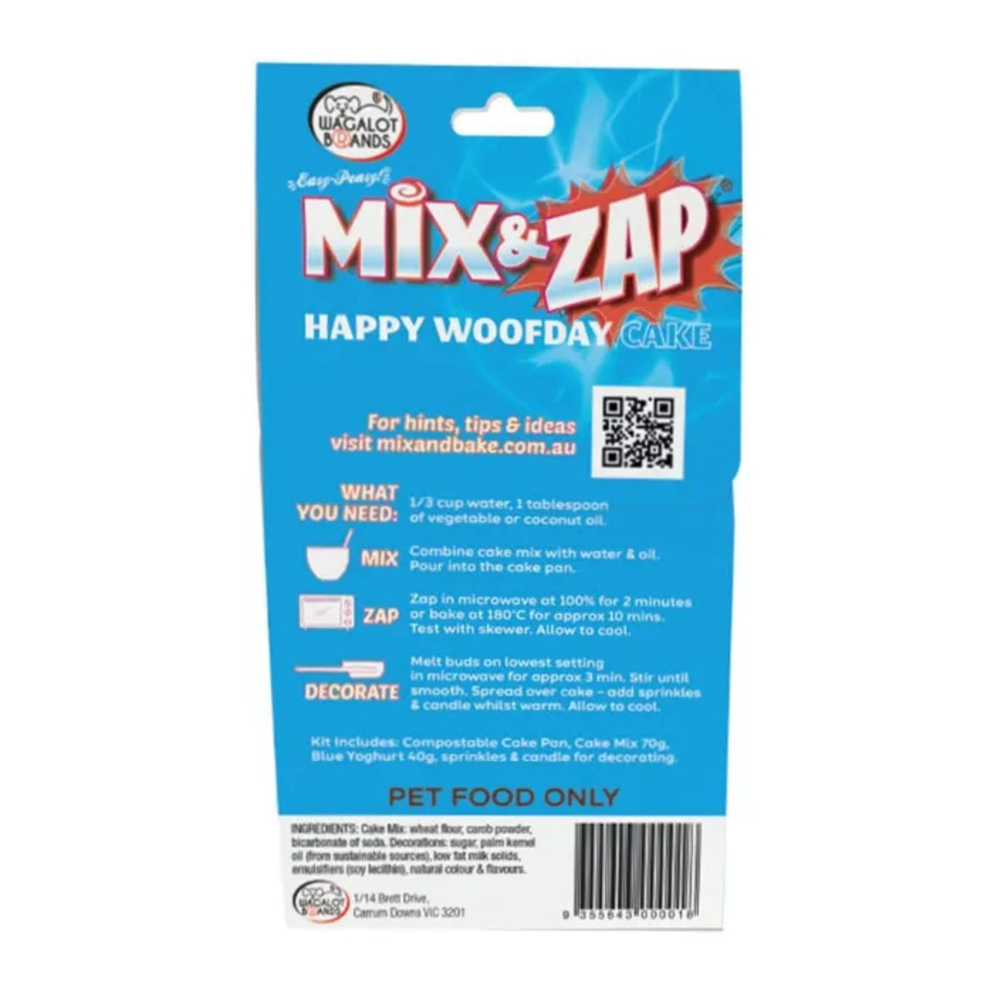 Wagalot Happy Woofday Dog Birthday Cake Mix (Blue)
