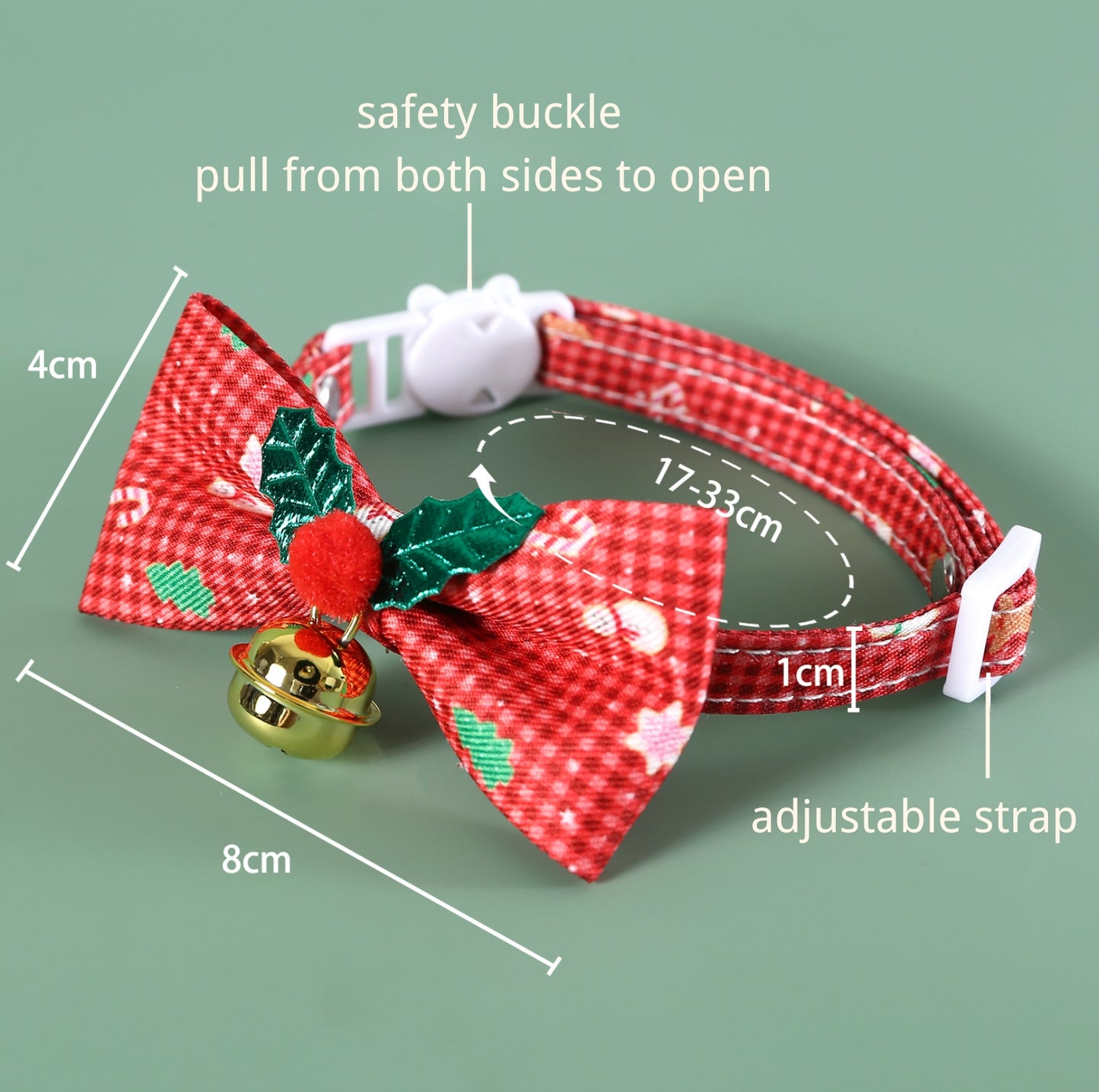 Adjustable Checkered Christmas Bow Tie Pet Collar