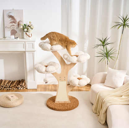 Flower Series Cat Tree – White Bloom (4 Platforms)