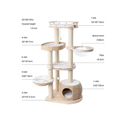 TORA® Rattan & Pinewood Cat Tree 210012