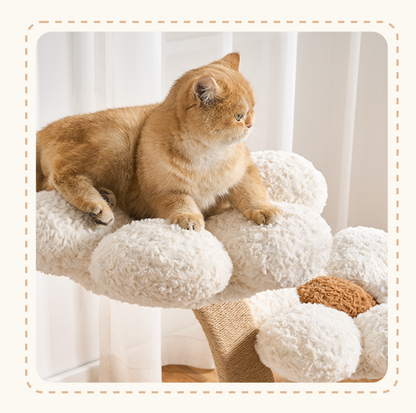 Flower Series Cat Tree – White Bloom (2 Platforms)