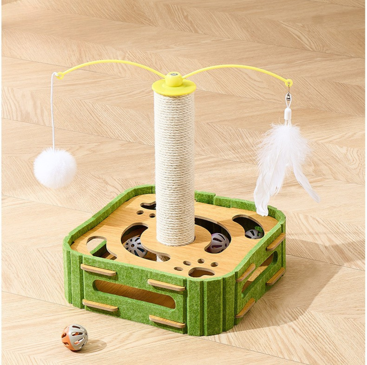 Felt Cat Puzzle Toy with Scratching Pole