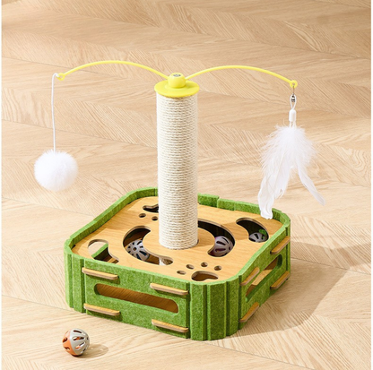 Felt Cat Puzzle Toy with Scratching Pole