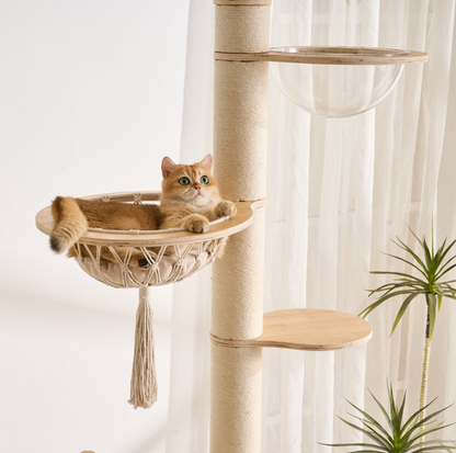 Adjustable Ceiling-Mounted Wooden Cat Tree - V01 (250-300cm)