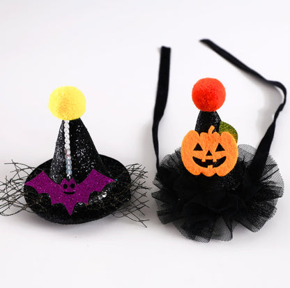 Pet Halloween Paw-ty Hat with Pumpkin and Bat Decorations