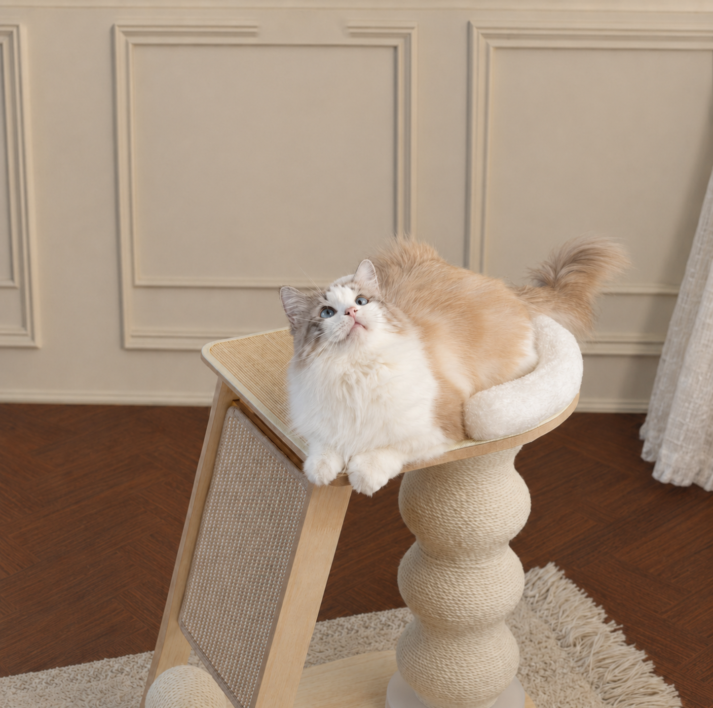 Sisal Ramp Cat Scratcher Tower with Lookout Platform