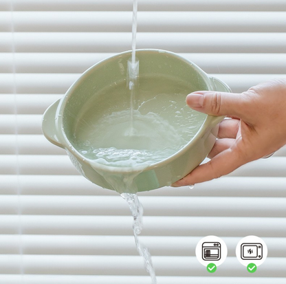 Dual-Handle Ceramic Pet Feeding Bowl