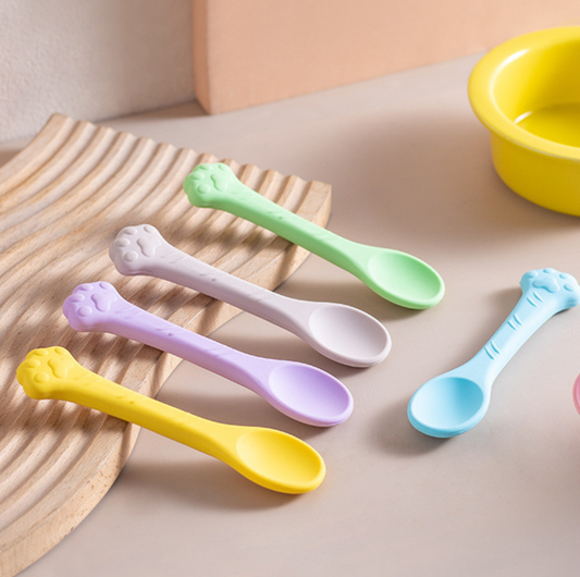 Paw-Shaped Colourful Silicone Pet Feeding Spoon
