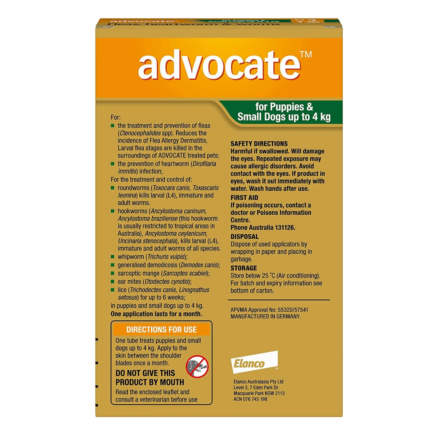 Advocate 0-4kg  Dog Spot-On Flea & Worming Treatment