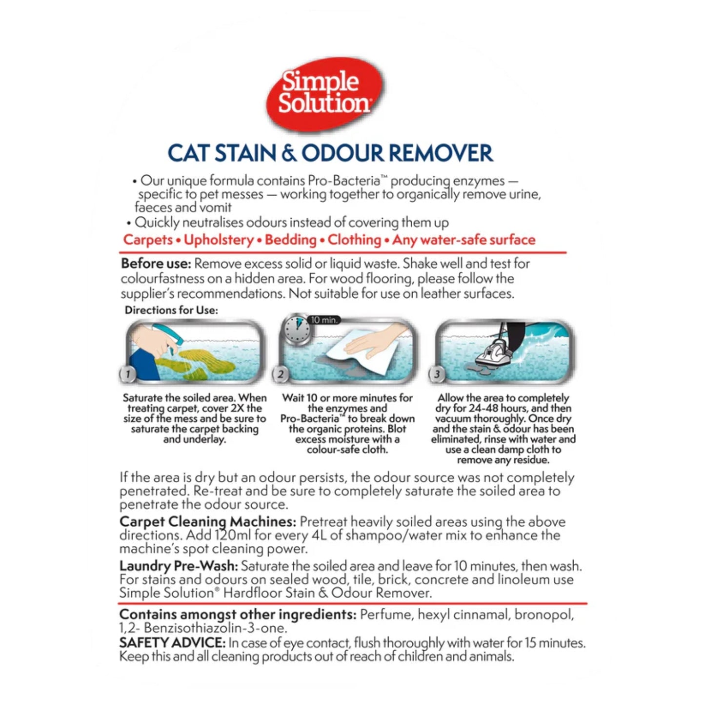 SIMPLE SOLUTION Stain & Odour Remover for Cats 750ml