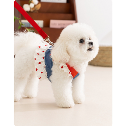 Denim Strawberry Suspender Pet Dress for Cats & Small Dogs