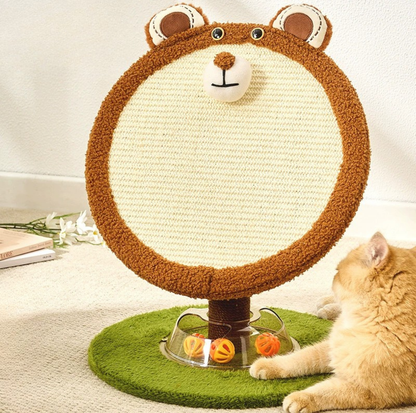 Bunny & Bear Round Sisal Cat Scratcher with Track Ball