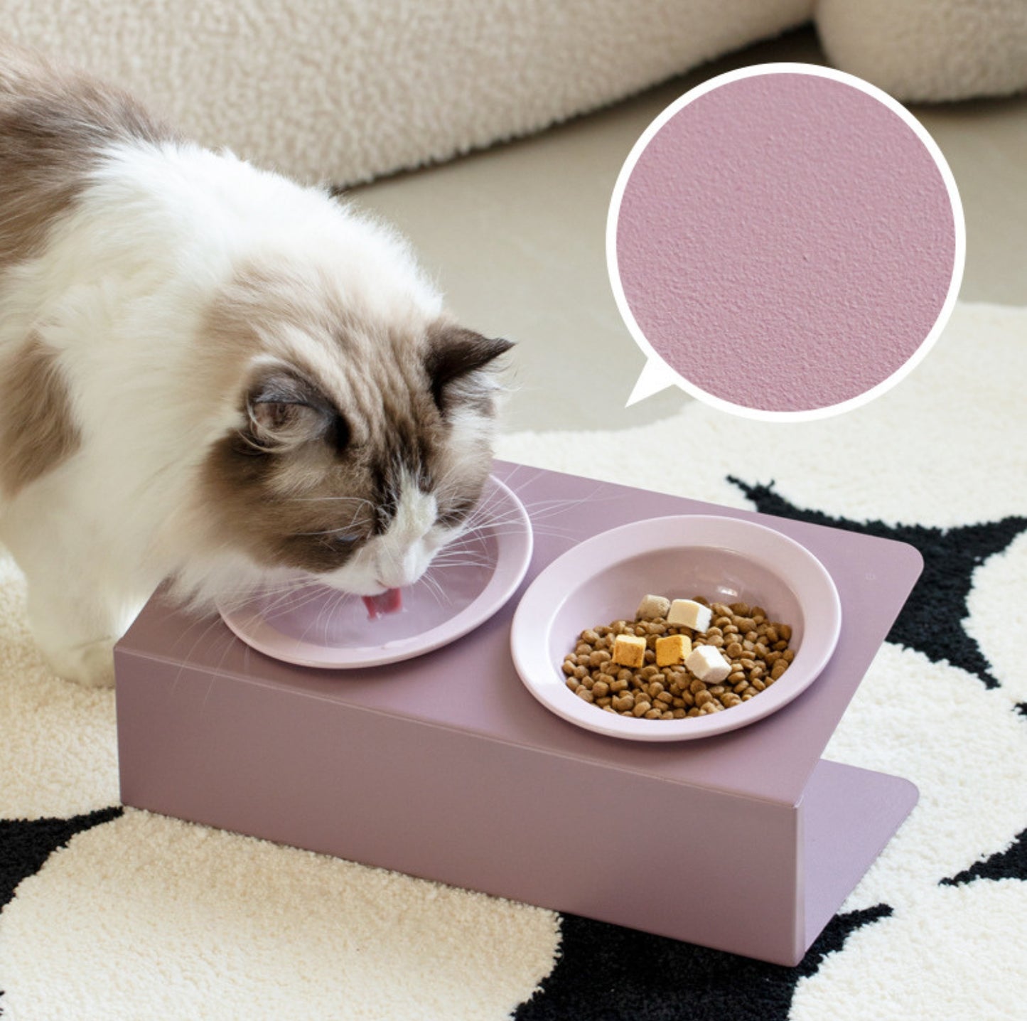 Ceramic Double Pet Bowl with Tilted Iron Stand