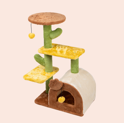 Small Sunny Desert Cat Tree – Cactus-Inspired Plush Tower 70cm (KSM004)