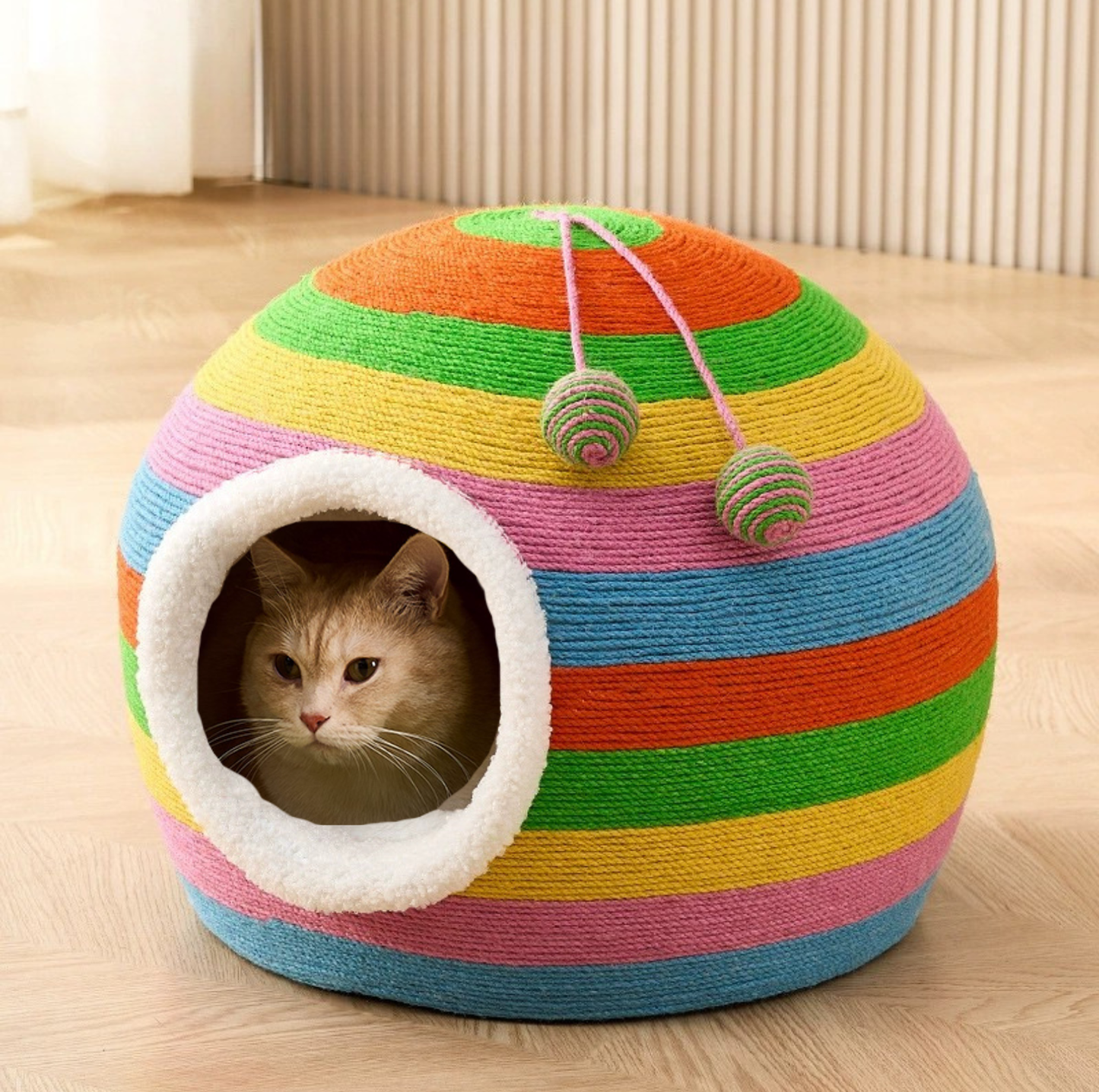 Rainbow Round Sisal Cat Cave