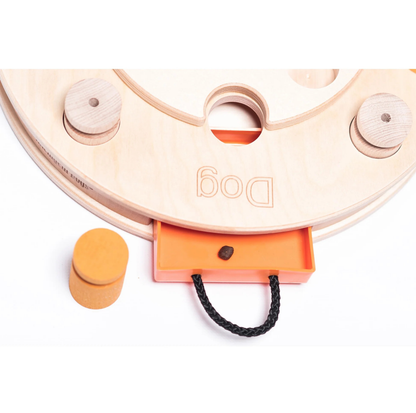 Interactive Wooden Dog Puzzle Toy – Birthday Cake Treat Game