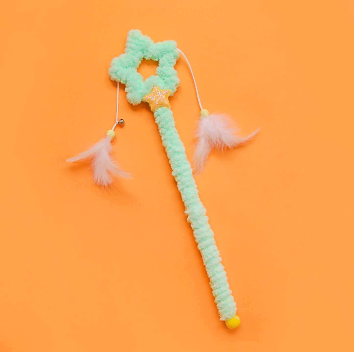 Magic Wand Plush Cat Teaser Toy with Feathers & Bells
