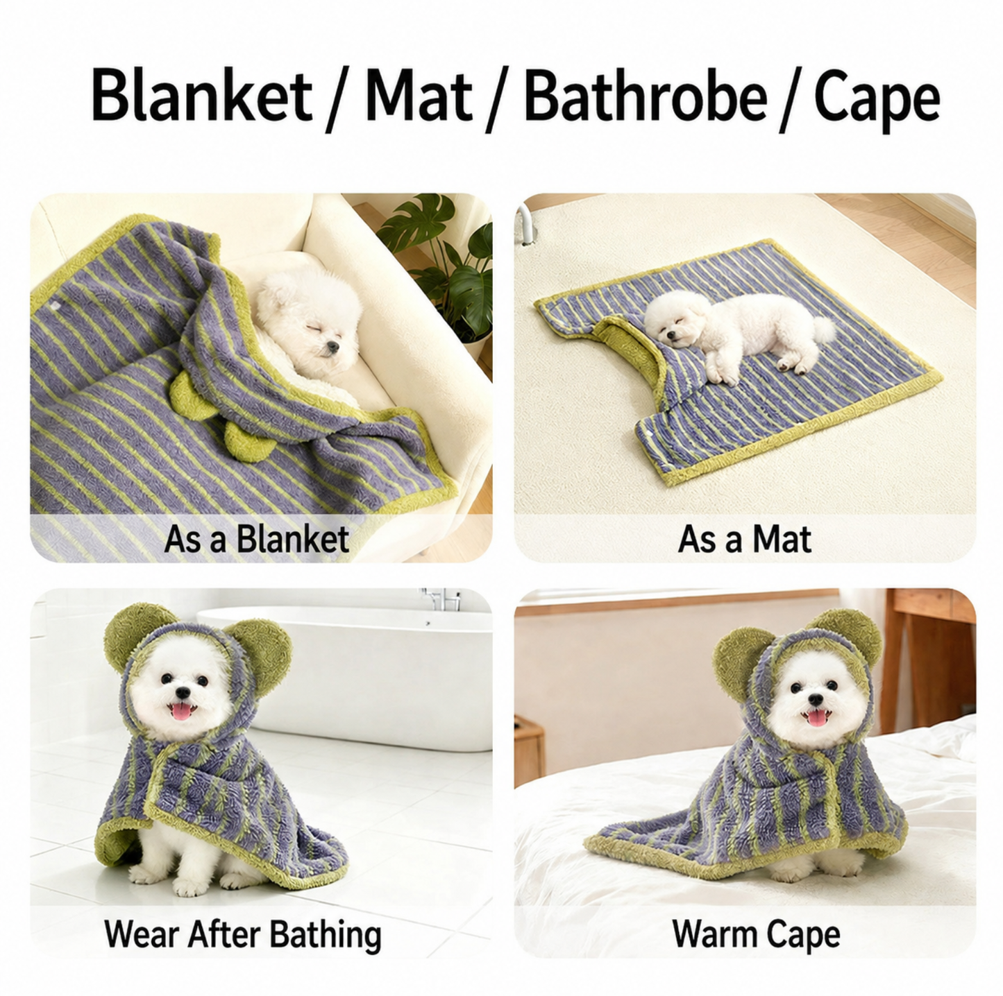 Hooded Flannel Wearable Pet Blanket