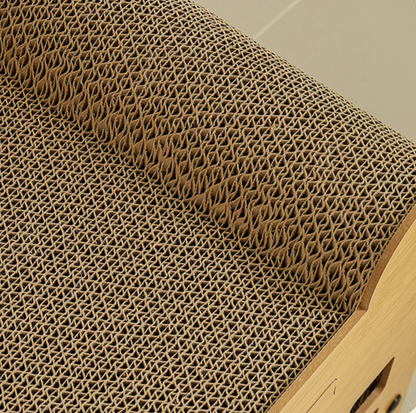 Split Double-Level Corrugated Cardboard Cat Scratcher House