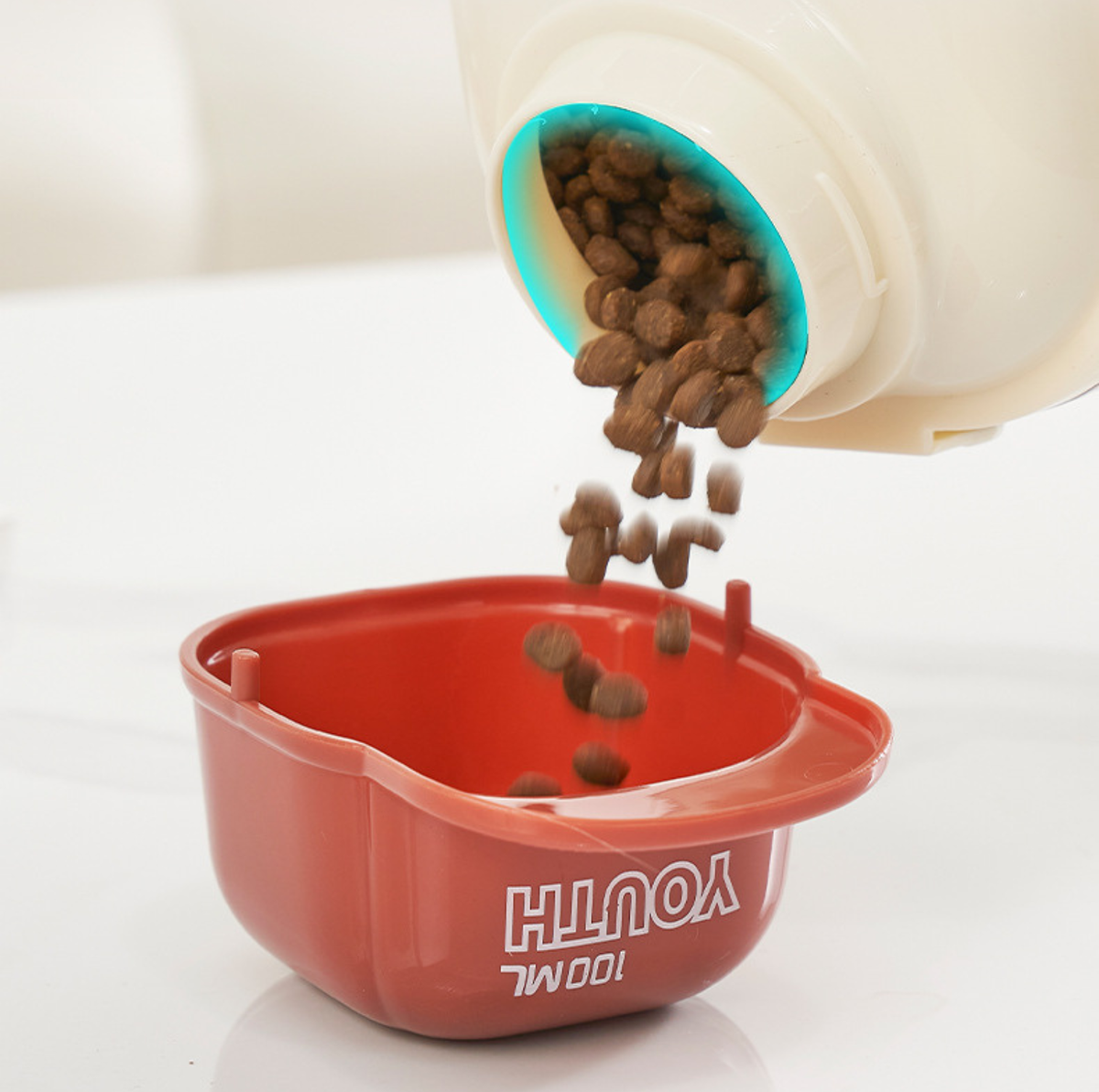 Large Cartoon-Style Sealed Pet Food Container with Measuring Cup - 3.6L