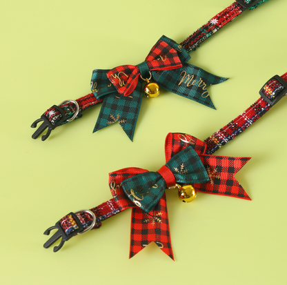 Christmas Bow Tie Pet Collar – Adjustable Festive Design