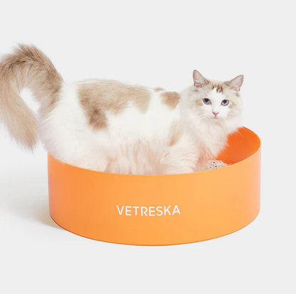 Vetreska Orange Styled Round Shape Open Cat Litter Box