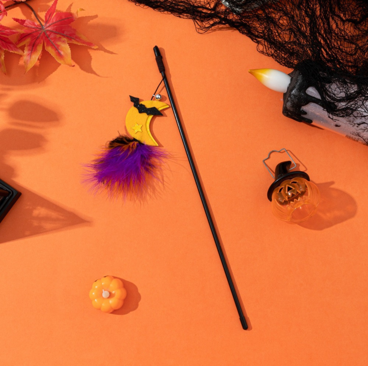 Halloween Feather Cat Teaser Wand