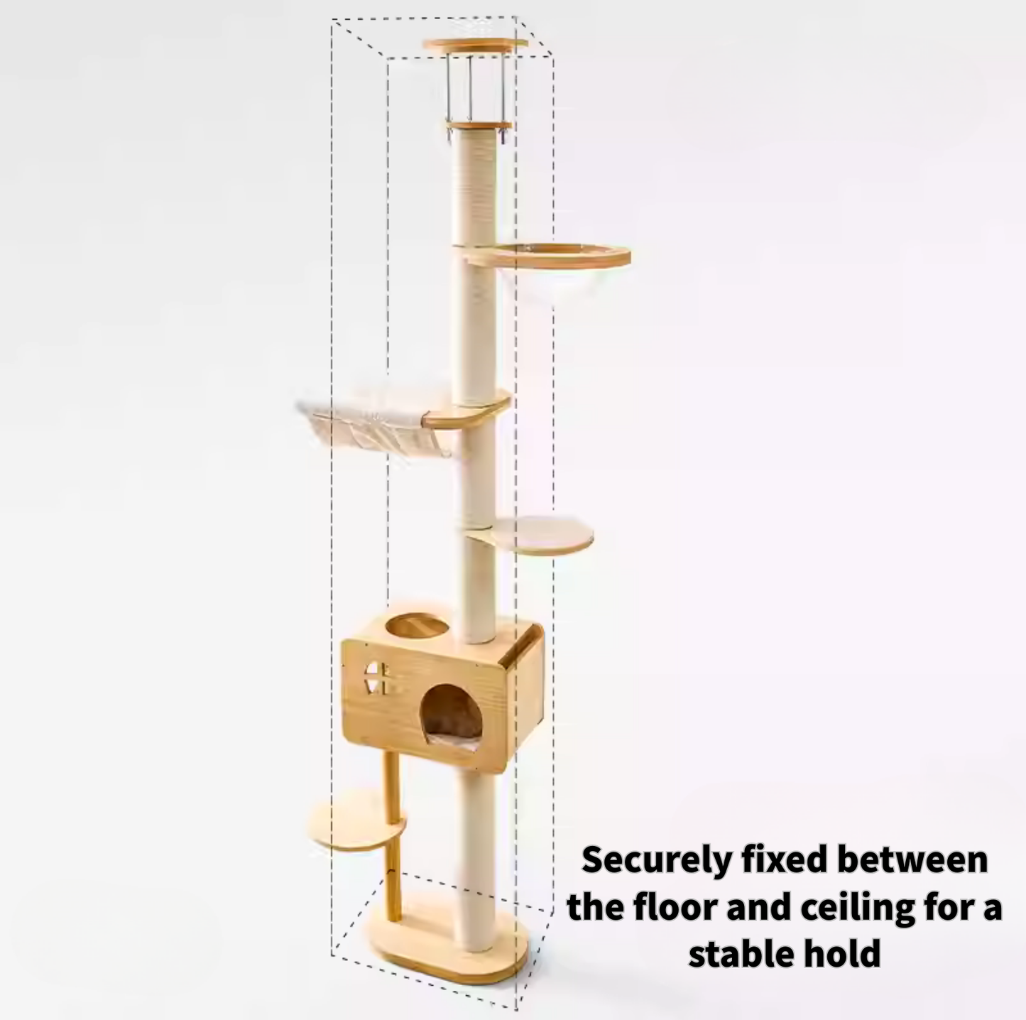 Solid Wood Adjustable Ceiling-Mounted Cat Tower - Style A