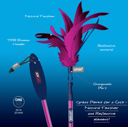 Joyser Cat Wand Teaser with Natural Feather & Changeable Top – 56cm