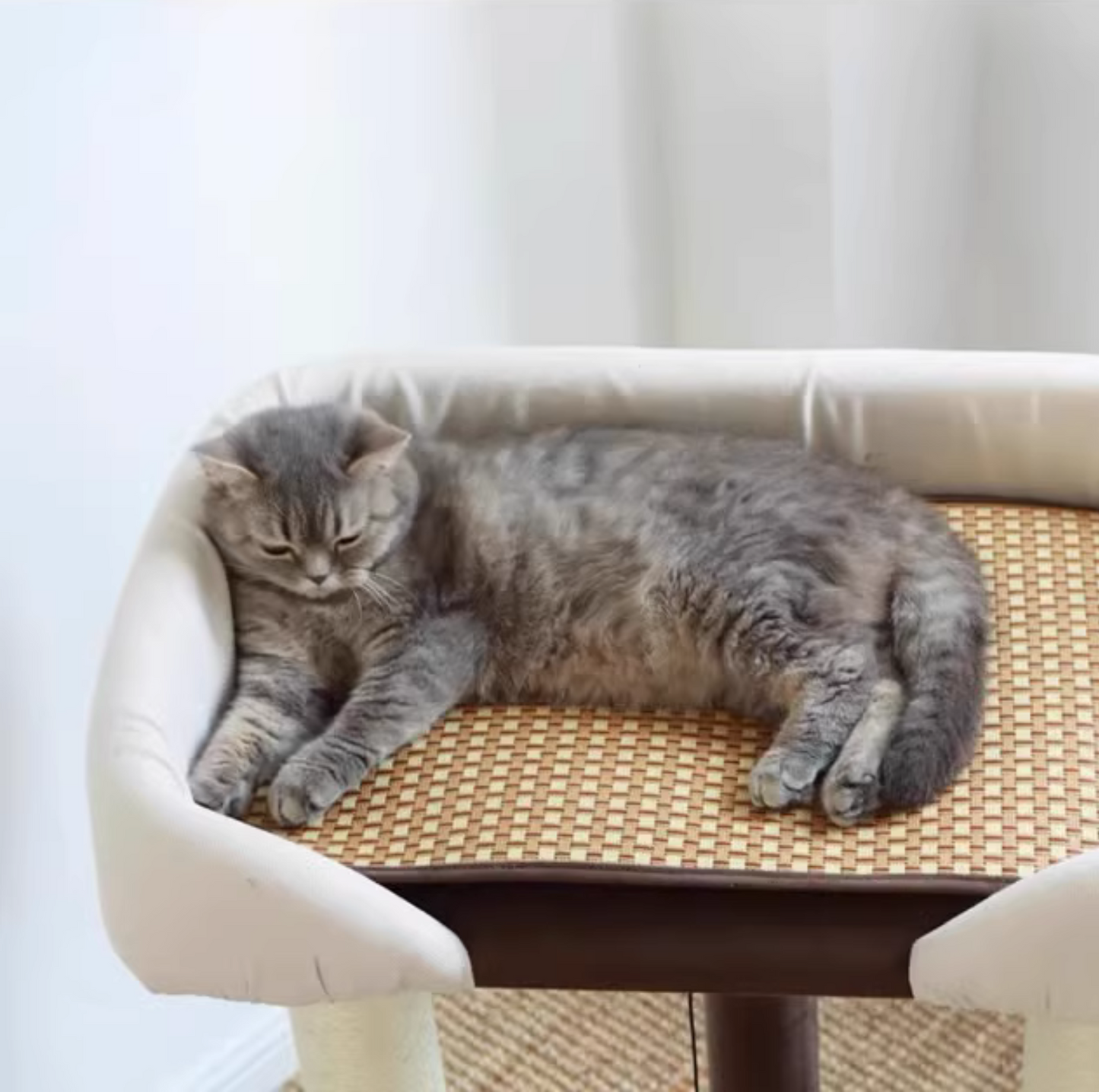 Japanese-Style Double-Level Cat Tree Cat Sofa - 90901B, Perfect for Window-Side Lounging