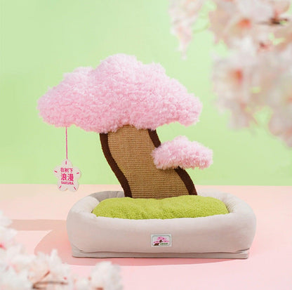 ZeZe Cherry Blossom Multifunctional Cat Bed with Sisal Scratcher and Catnip Toy