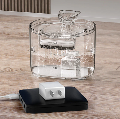 2.2L Transparent Pet Water Fountain with Dual Flow Mode